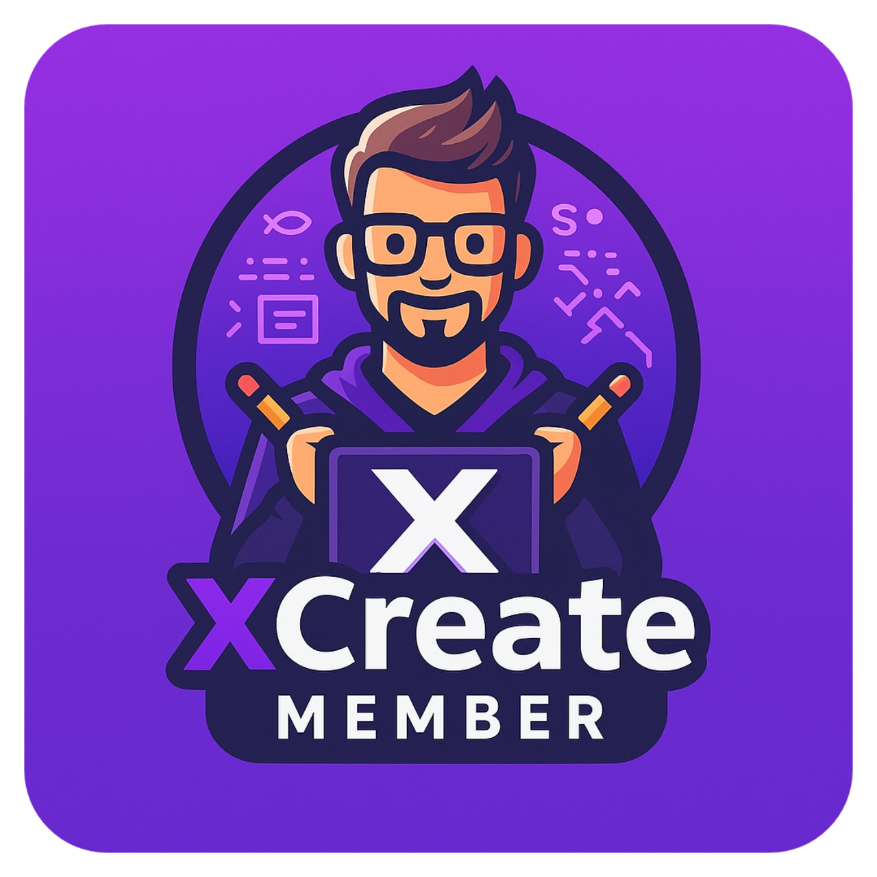 Logo Xcreate Member aplikasi, ikon huruf X berwarna putih dengan latar belakang biru tua